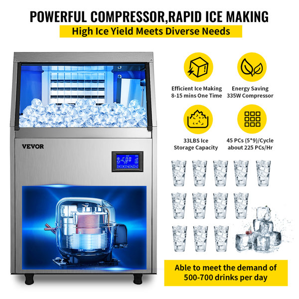 VEVOR 150 Lb. lb. Daily Production Cube Clear Ice Freestanding Ice